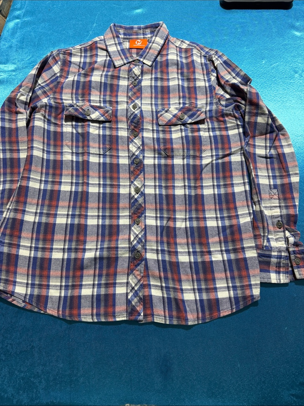 Merrell Men's Plaid Button-Down Shirt - Navy, Red & White